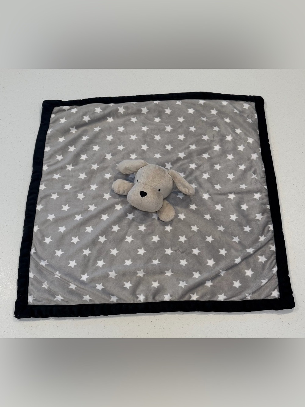 Gerber Modern Moments Puppy Security Blanket Lovey Gray Black White Stars Large